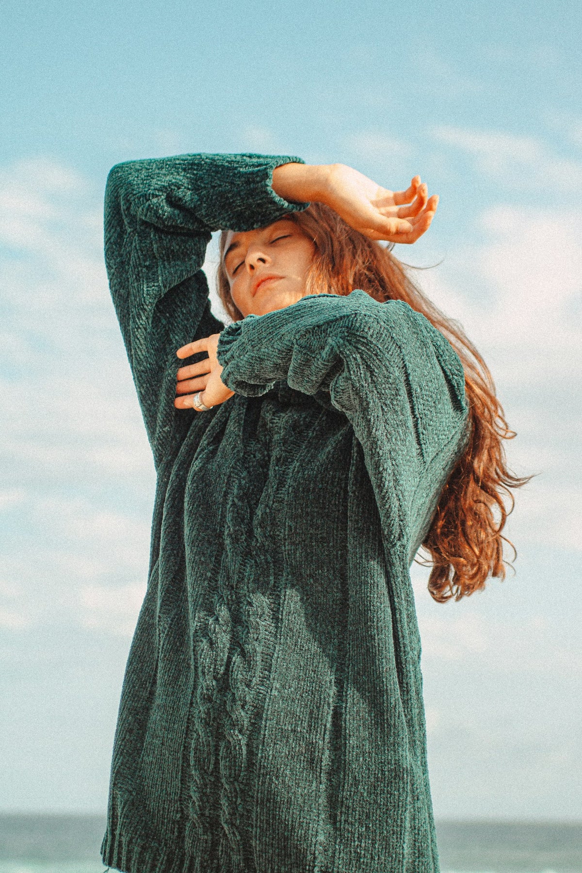 Woman in a blue sweater