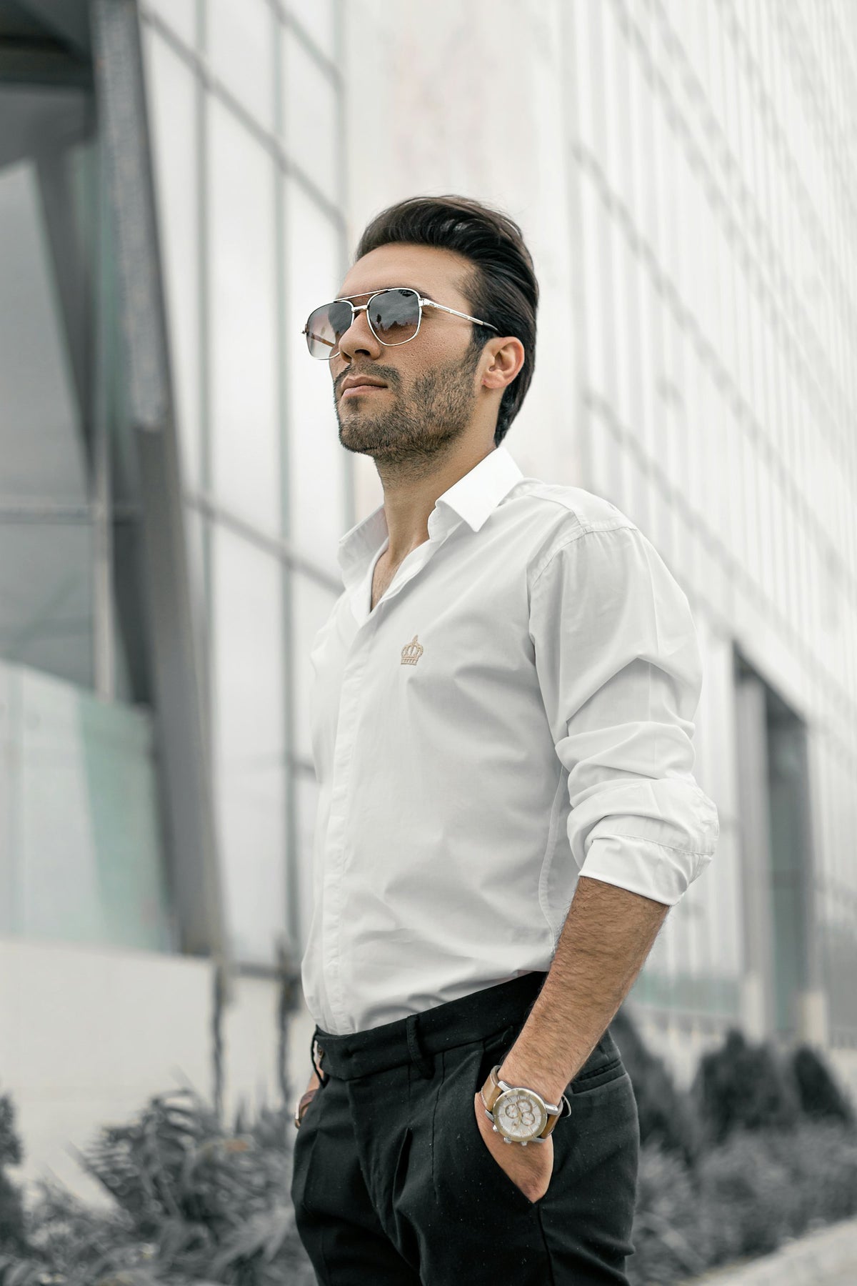 Man in a white dress shirt