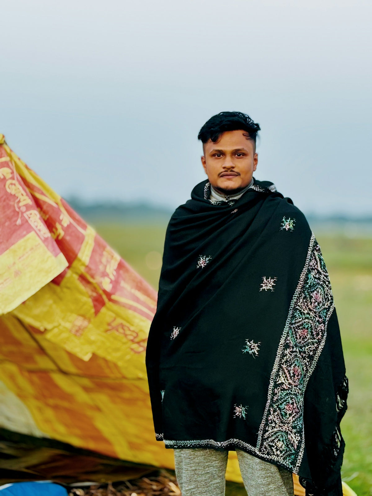 Embroidered Wool Shawl